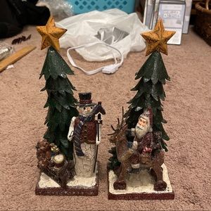2 Christmas Tree Decorative Figures